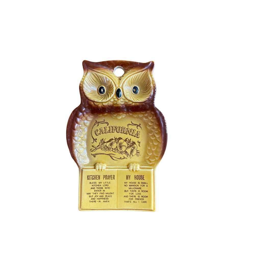 Vintage ceramic California kitchen prayer owl spoon rest Japan